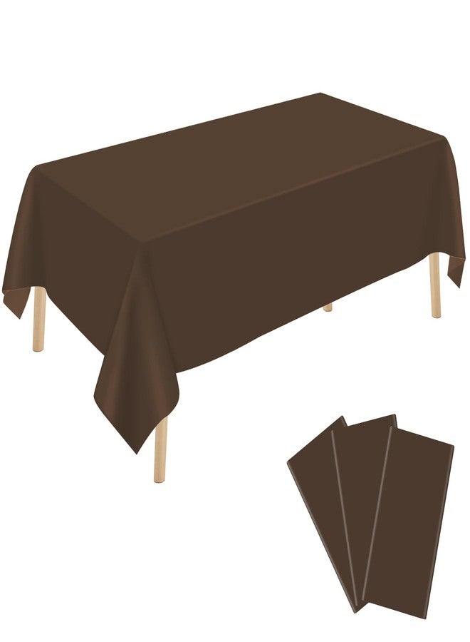 YSYJ 3 Pack Brown Plastic Tablecloth Disposable Rectangular Table Cloth 54 x 108 Inch Table Cover for Parties - Image 1